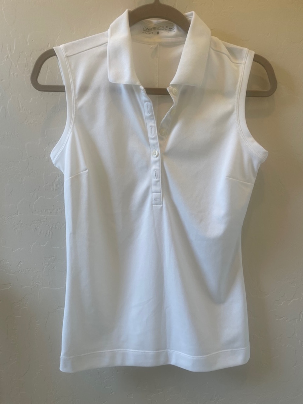 Nike Golf Dri-fit Size S Sleeveless White Polo Top